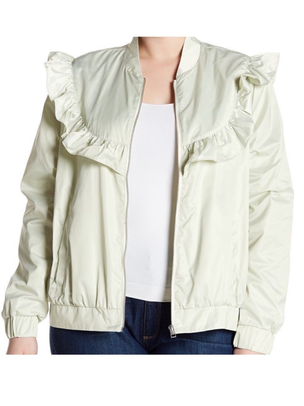 Melrose And Market Pale Mint Green Ruffle Jacket